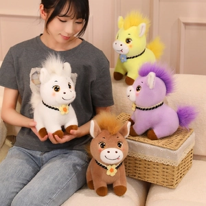 Adorable plush pony keychain dolls in four colors with sunflowers for bag decoration