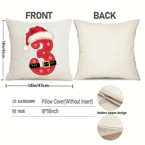 Detail of Christmas pillow cover with number 3 print and invisible zipper features