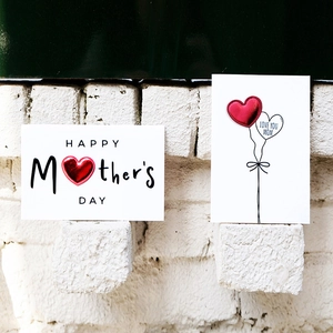 3D Red Leather Heart Mother's Day Greeting Card Handmade Style White Cardstock Gift For Mom Warm Heartfelt