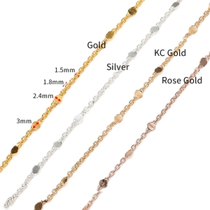 Catene per gioielli DIY in oro, argento, oro KC e oro rosa con dimensioni da 1,5 mm a 3 mm