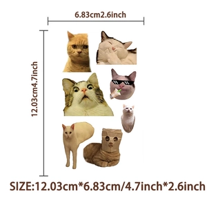 Waterproof temporary tattoo stickers with funny meme cats in 4.7 x 2.6 inch size