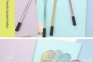 Macro shot of badminton racket pens with realistic mesh texture and non-slip handles