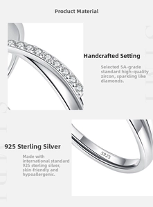 Macro detail showing the S925 hallmark and inlaid 5A zircons on silver Mobius ring
