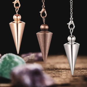 Wünschelrute Pendel Halskette Kupfer Konisch Spitz Anhänger Für Wahrsagerei Meditation Wicca Spiritueller Metallschmuck Unisex
