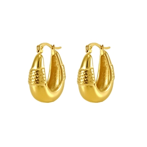 Elegant gold hollow teardrop hoop earrings with vintage relief texture and polished finish