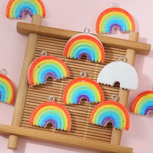 Colorful glitter rainbow alloy pendants for DIY jewelry making and keychains
