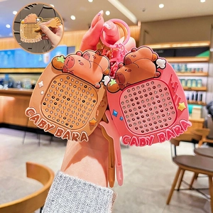 Capybara Magnetic Drawing Board Keychain PVC Plastic Steel Bead Drawing Toy Portable Bag Charm Cute Cartoon Animal For Kids