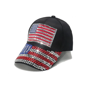 Casquette noire avec drapeau américain en strass étincelants pour l'Independence Day