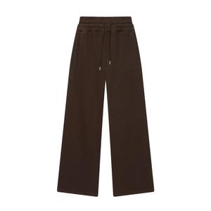 Pantalon large en velours marron avec taille élastique et cordons de serrage assortis