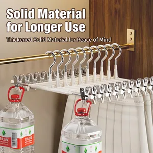 Strong heavy duty non-slip stainless steel pants hanger with adjustable clips in cream white