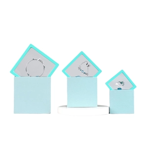 Three Tiffany blue floating PE film display boxes for jewelry rings and bracelets
