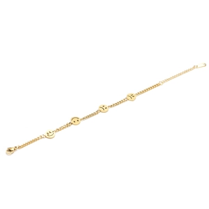 Bracelet en acier inoxydable doré avec breloques émoticônes créatives en disposition diagonale