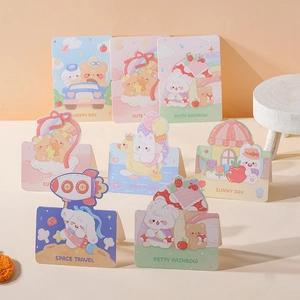 Set of cute cartoon animal stand-up greeting cards for birthdays and festivals