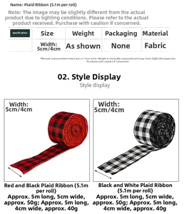Detail of red and black plaid ribbon showing textile texture for gift wrapping