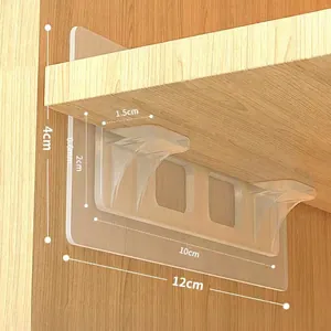 Self-adhesive transparent shelf support pegs for drill-free furniture partition mounting