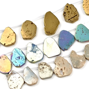 Natural Agate Geode Irregular Slices Electroplated Stones For Jewelry Making DIY Fashion Totem Pattern Beads Pendant Accessories