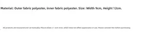 Polyester fabric journal cover details with 9x12cm dimensions and durable material