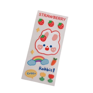 Cute 3D bubble stickers featuring strawberry and rabbit motifs for stationery decoration