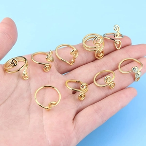 9-piece gold-plated adjustable toe ring set with zircon accents for summer beach wear