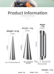 Detailed size specifications for stainless steel croissant and cannoli baking molds