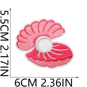 Pink shell pearl marine embroidery patch dimensions 6x5.5cm for clothing decoration