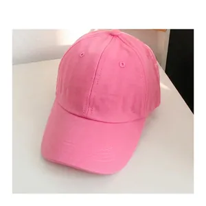 Classic bright pink cotton baseball cap for kids with a minimalist six-panel structure
