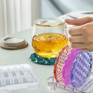 DIY Silikonform Set für Harz Untersetzer mit unregelmäßigen Mustern und Ständer