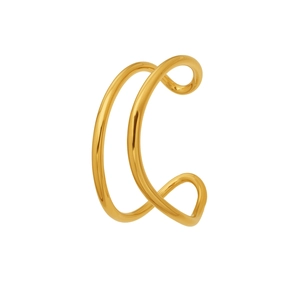 Bracciale rigido aperto a C irregolare minimalista placcato oro 18k con finitura lucida