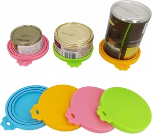 Three-tier silicone pet can lid showing multi-size fit and inner sealing grooves