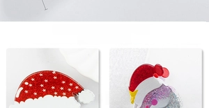Detail of red glitter Christmas hat and Santa hair claw clip in vibrant acrylic material