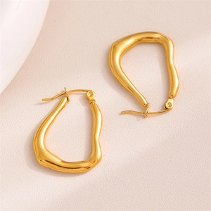 Minimalist gold plated square twisted earrings with modern geometric irregular design
