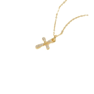 Collana con ciondolo a croce infinito dorata per donna con pietre di zircone scintillanti