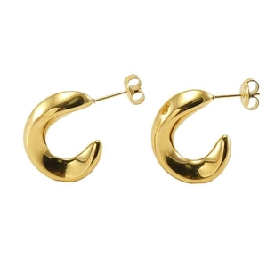 Elegant 18K gold plated stainless steel semi-hoop earrings with polished finish