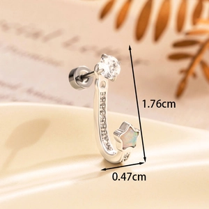 Chic star opal drop earrings in stainless steel with cubic zirconia accents