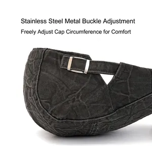 Deep grey cotton beret with adjustable stainless steel buckle for a custom fit