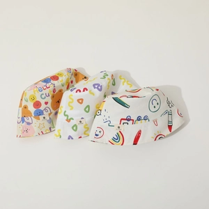 Three-pack kids bucket hats featuring colorful cartoon graffiti and rainbow sun prints