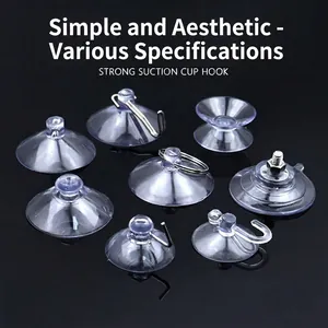 Transparent Suction Cup Hooks Heavy Duty Vacuum PVC Metal Hanger For Bathroom Glass Window Kitchen Tile Surfaces