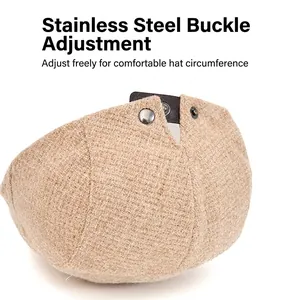 Casquette gavroche kaki pour homme avec boucle réglable en acier inoxydable sur laine
