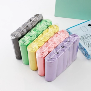 Thickened flat-top colorful plastic garbage bags with easy-tear perforated design