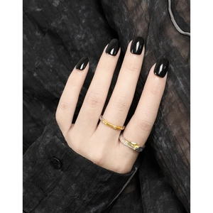 Anelli in argento sterling S925 con texture irregolare e placcatura bicolore oro argento