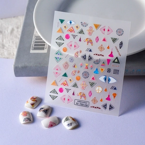 5D Nail Art Stickers Embossed Self Adhesive Watercolor Ethnic Hamsa Hand Elephant Patterns Bohemian DIY Decoration