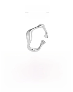 Detailed specs of S925 sterling silver minimalist irregular wave open ring showing 2.4g weight