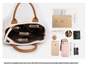 Canvas tote bag for women casual handbag large capacity multi pocket everyday commute shoulder bag