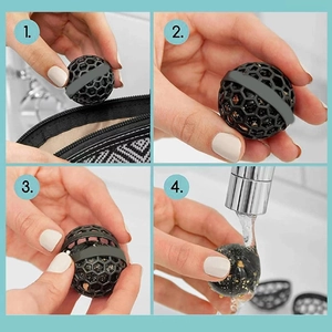 Step-by-step guide to using the sticky ball for cleaning dust and debris from handbags