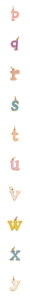 Detailed view of gold steel alphabet pendants with colorful enamel inlay for DIY necklaces