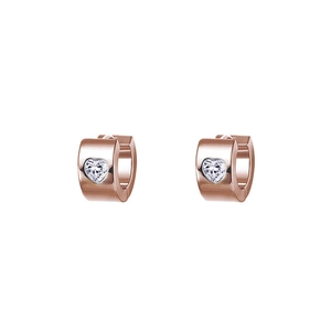 Rose gold hoop earrings with heart-shaped zircon inlay for women in a sleek design