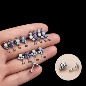 Clou De Labret En Acier Inoxydable Incrustation D'Opale Filetage Interne Bijoux De Piercing Corporel Cartilage Pour Femmes