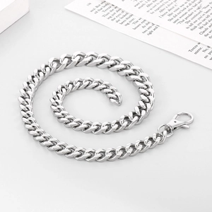 Silver Cuban link chain necklace with lobster clasp, classic hip hop style for men