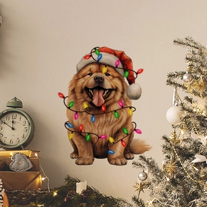 Luminous Christmas dog wall sticker with colorful lights for home holiday decoration