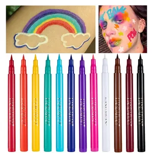 12-color waterproof liquid eyeliner set for creative makeup and body face painting